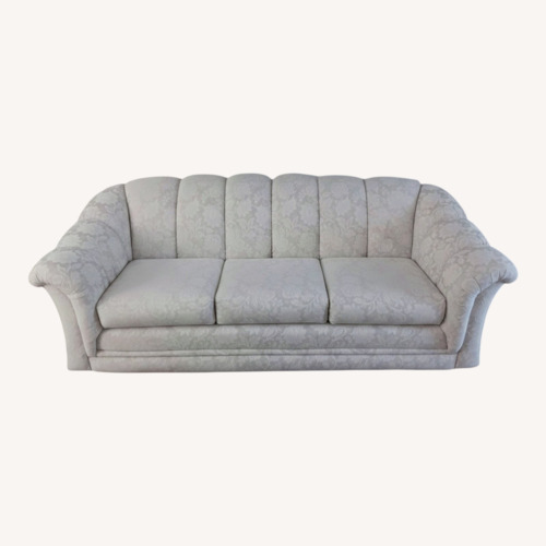 Used Neutral Floral Damask 3 Seat Sofa w/pillows for sale on AptDeco
