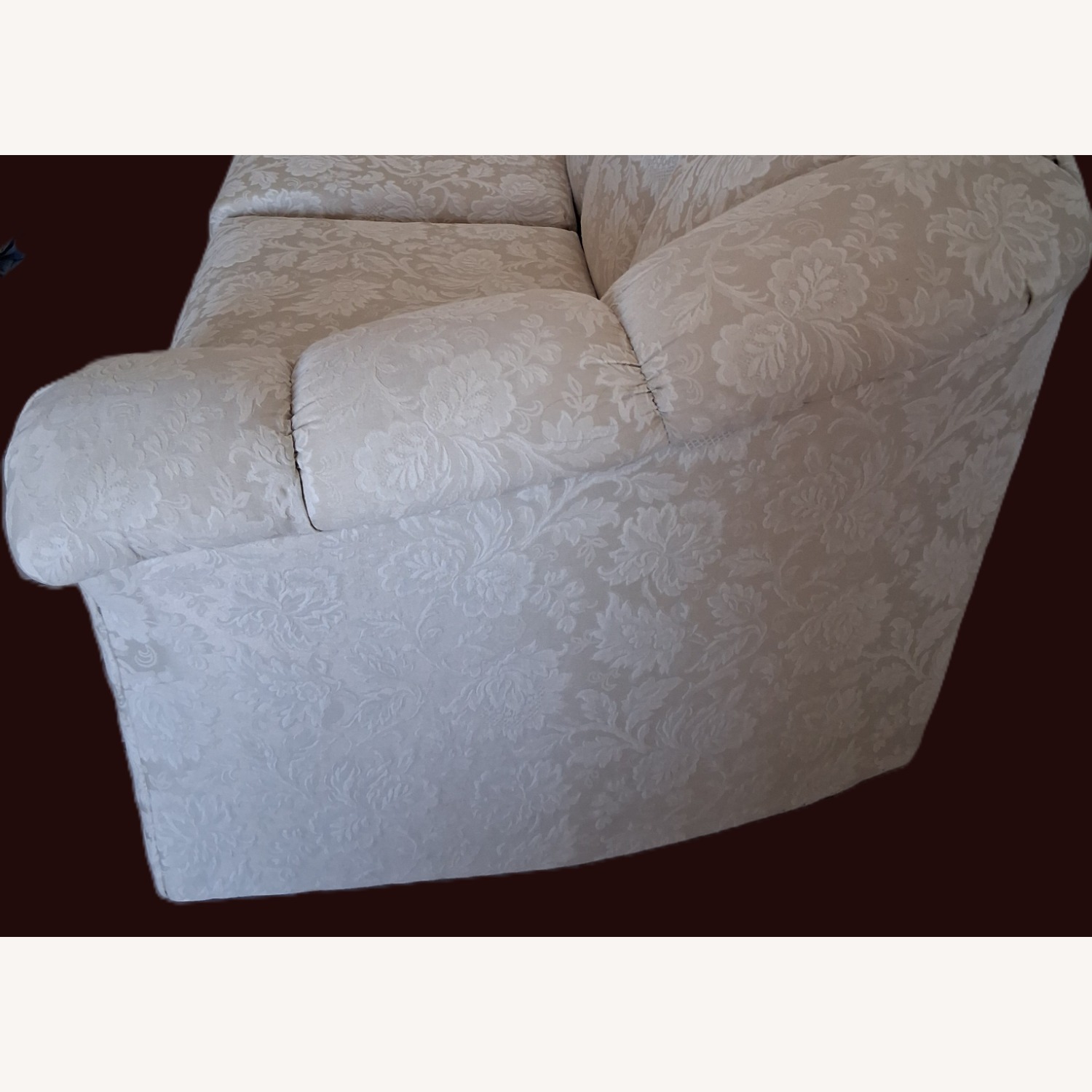 Neutral Floral Damask 3 Seat Sofa w/pillows - image-2