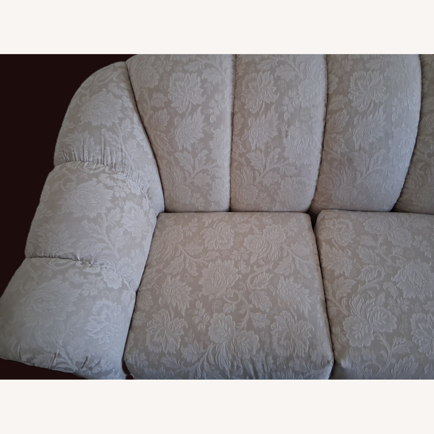 Neutral Floral Damask 3 Seat Sofa w/pillows - image-6