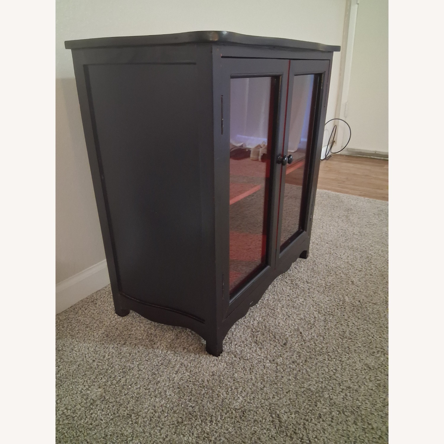 Black/ Red Wood Bookcase Cabinet Sideboard - image-5