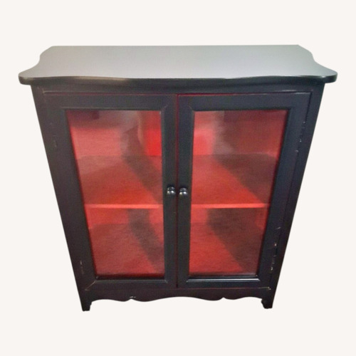 Used Black/ Red Wood Bookcase Cabinet Sideboard for sale on AptDeco
