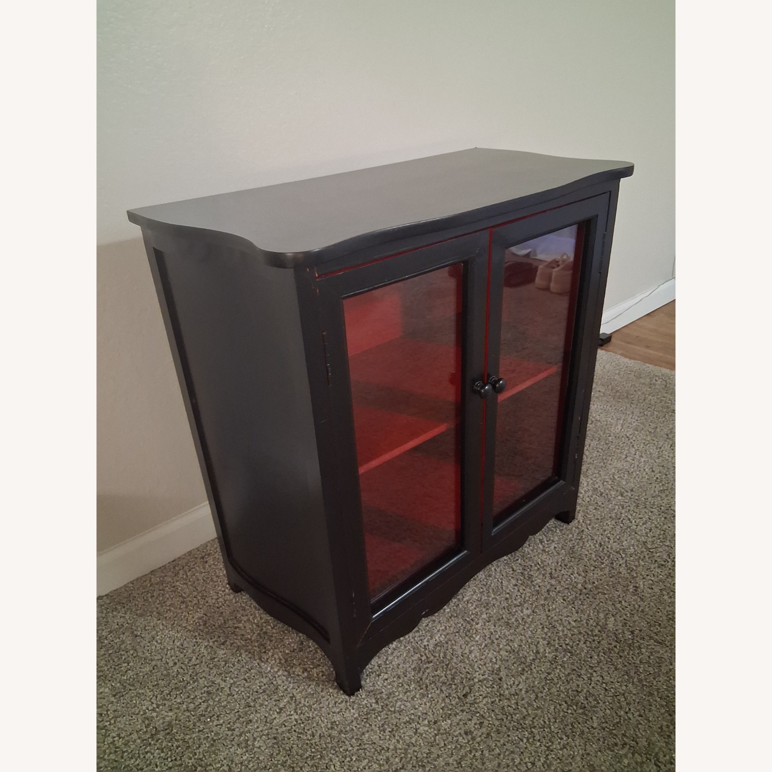 Black/ Red Wood Bookcase Cabinet Sideboard - image-6