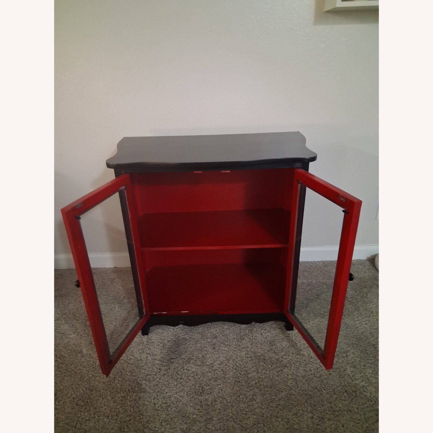 Black/ Red Wood Bookcase Cabinet Sideboard - image-9