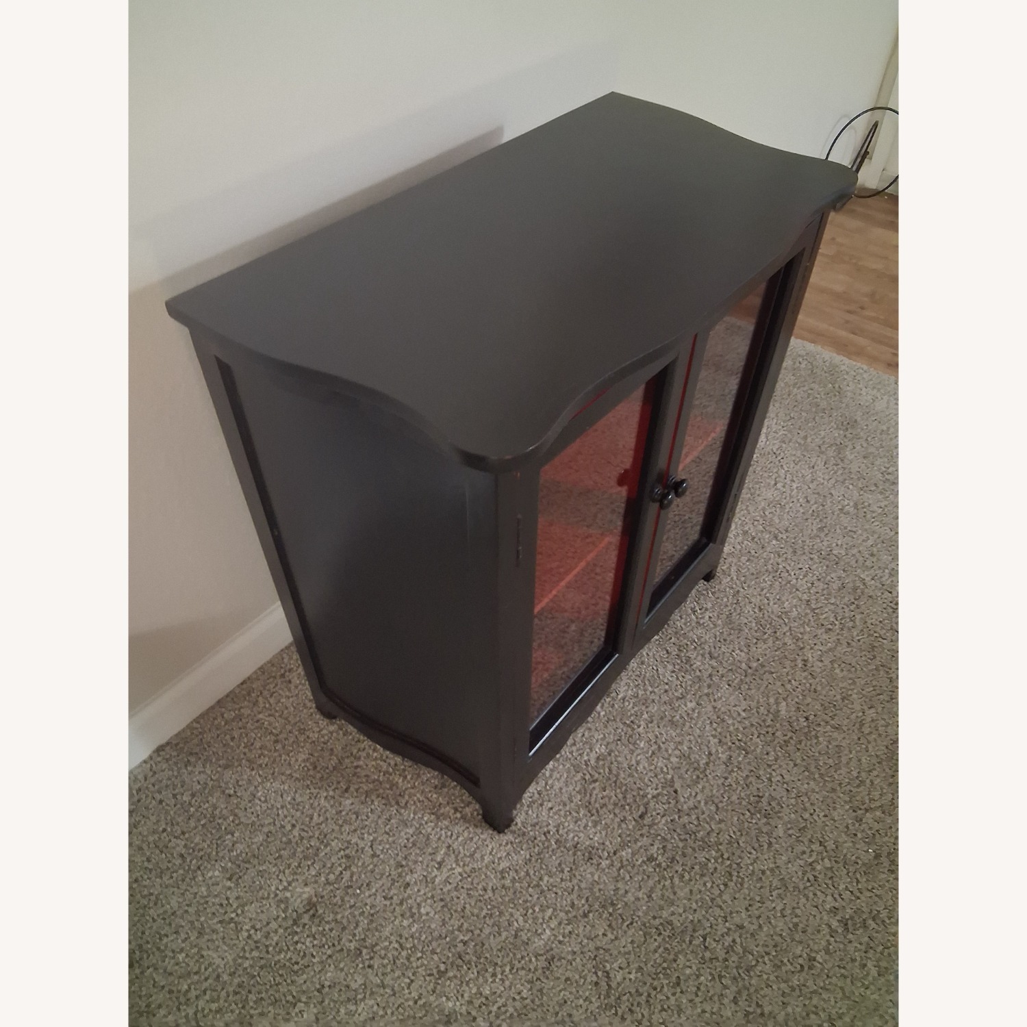 Black/ Red Wood Bookcase Cabinet Sideboard - image-3