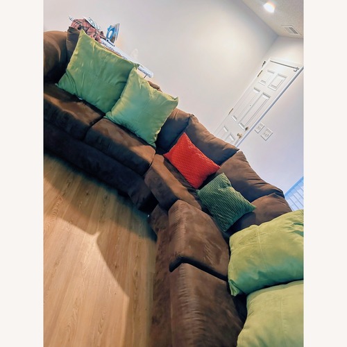 Used Dark Brown Suede 3+ Piece Sectional for sale on AptDeco