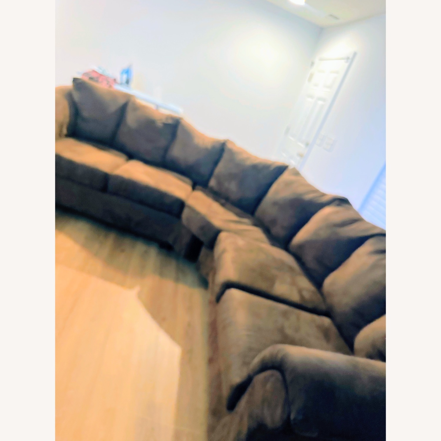 Dark Brown Suede 3+ Piece Sectional - image-1