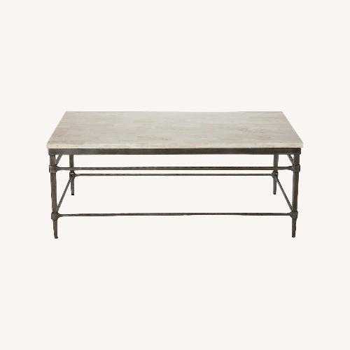 Used Ethan Allen White Stone Coffee Table for sale on AptDeco