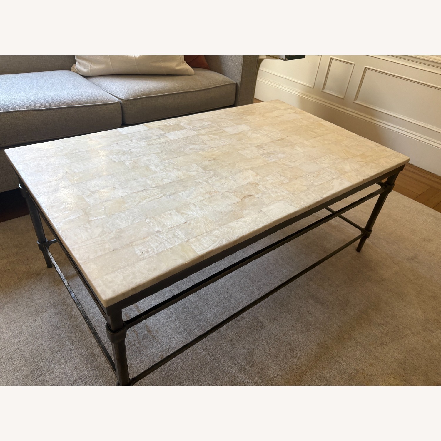 Ethan Allen White Stone Coffee Table - image-3