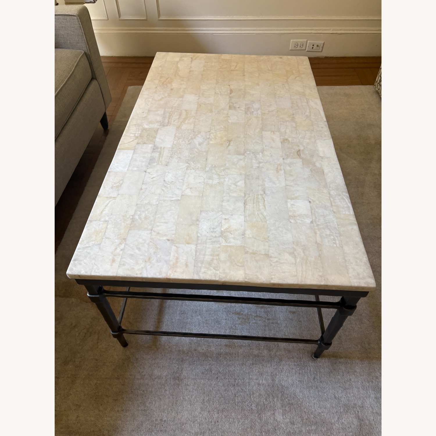 Ethan Allen White Stone Coffee Table - image-2