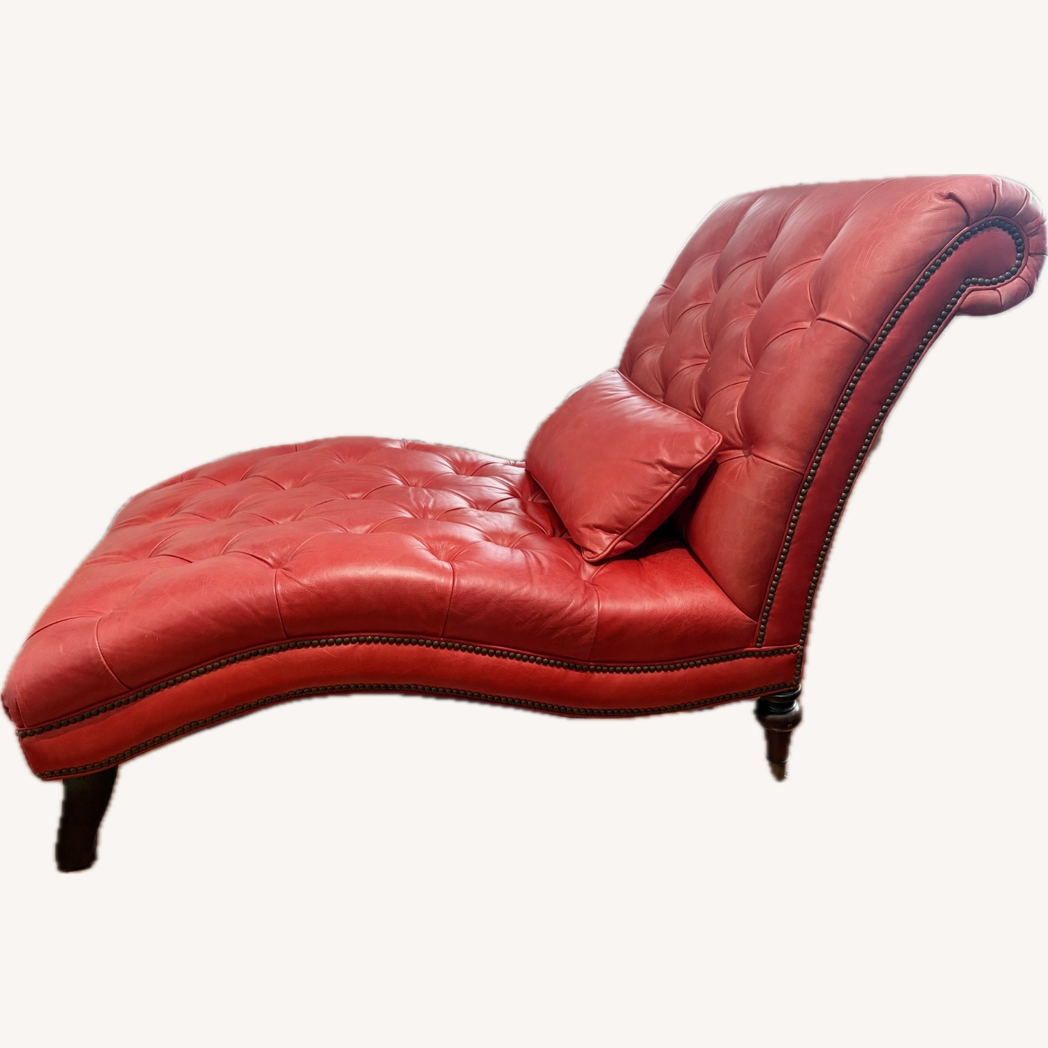 Bernhardt Red Genuine Leather Chaise Lounge - image-1