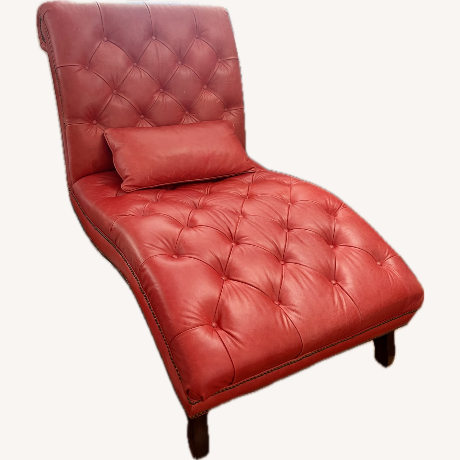 Bernhardt Red Genuine Leather Chaise Lounge - image-3