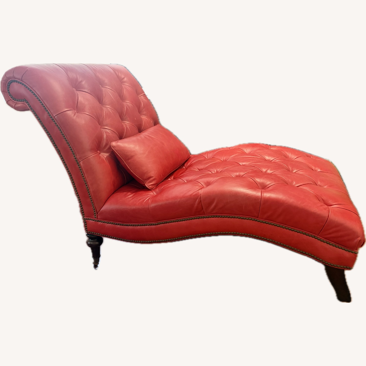 Bernhardt Red Genuine Leather Chaise Lounge - image-0