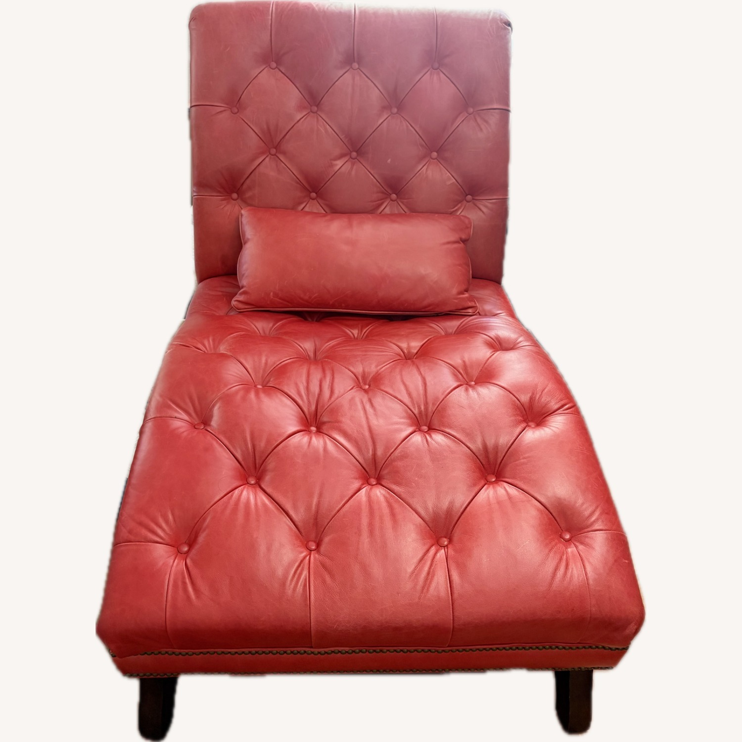Bernhardt Red Genuine Leather Chaise Lounge - image-2