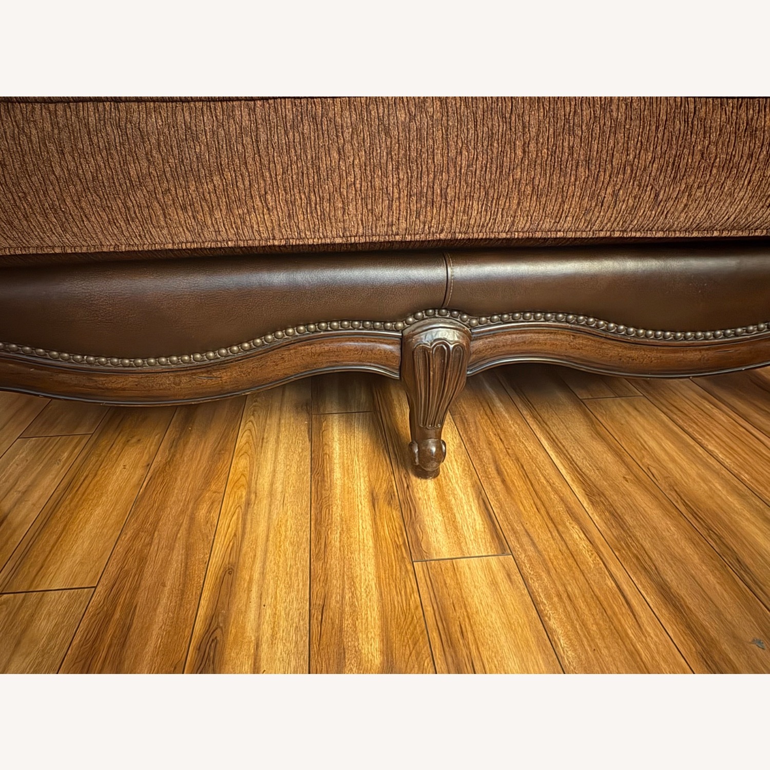 Raymour & Flanigan Loveseat With Leather Armrest - image-4