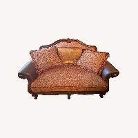 Raymour & Flanigan Loveseat With Leather Armrest 