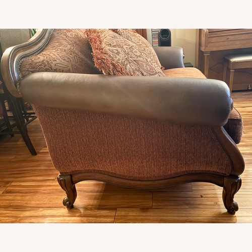 Used Raymour & Flanigan Loveseat With Leather Armrest for sale on AptDeco