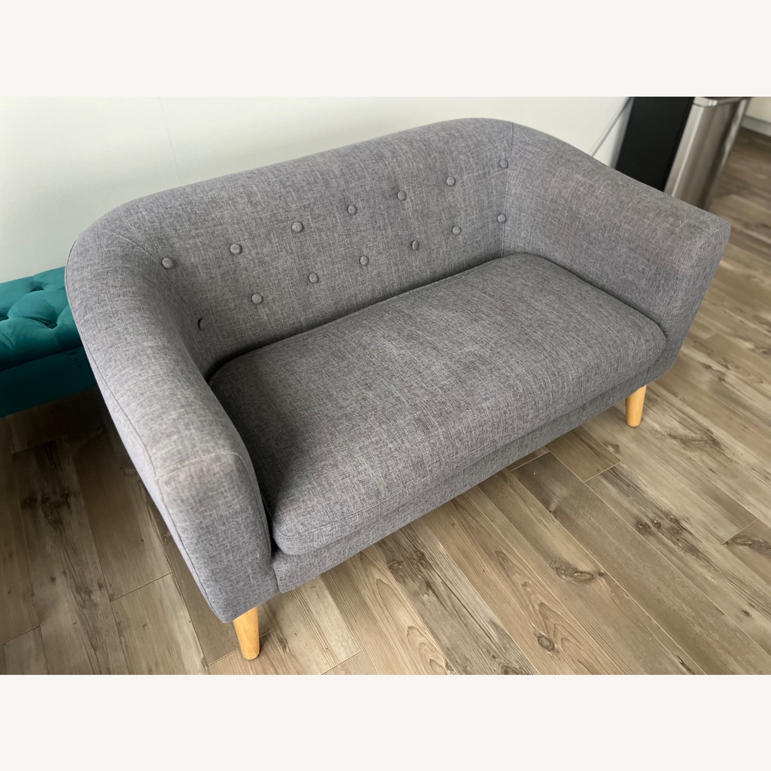 Mid-Century Modern Grey Loveseat  - image-3