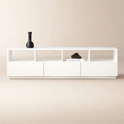 Used CB2 Chill White Wood Media Storage for sale on AptDeco