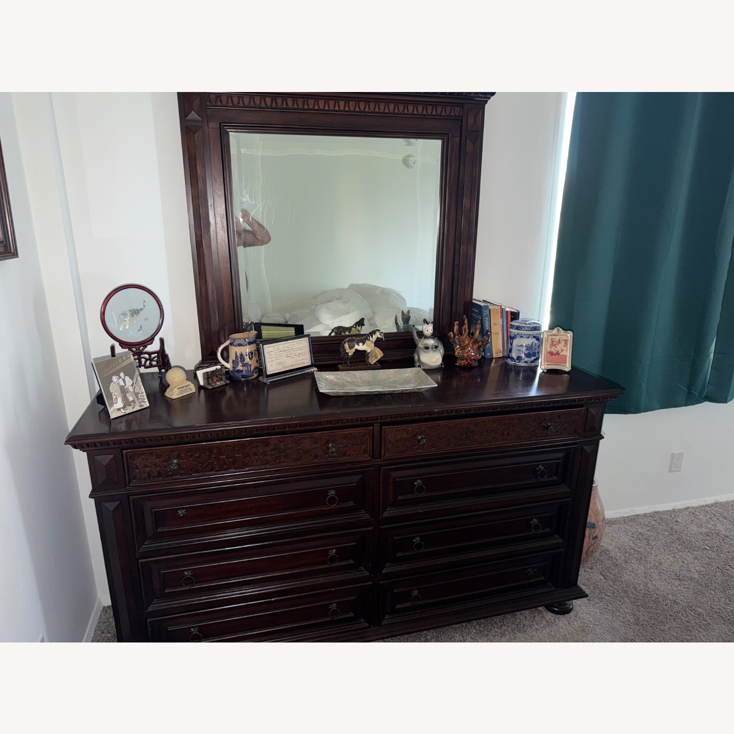 Wood Dresser and Mirror - image-9