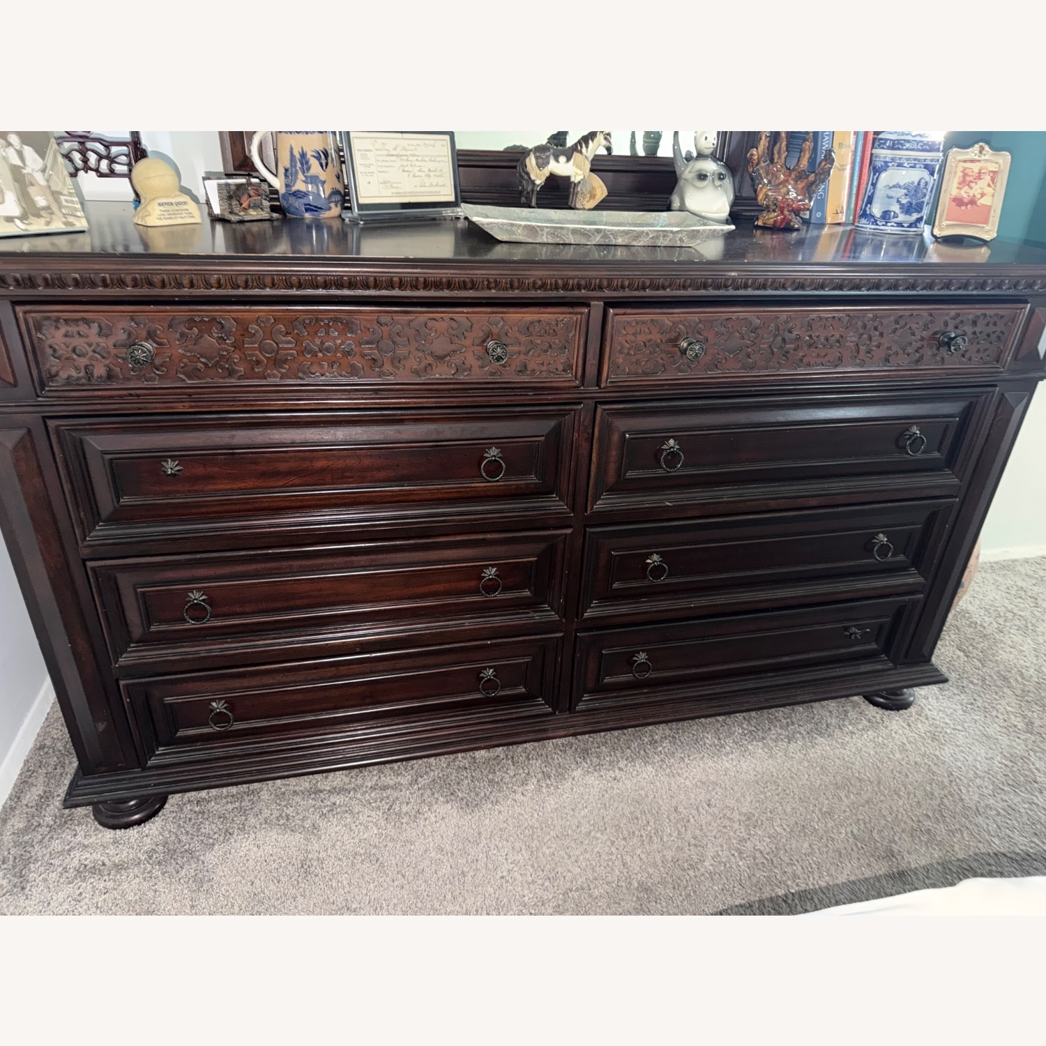 Wood Dresser and Mirror - image-8