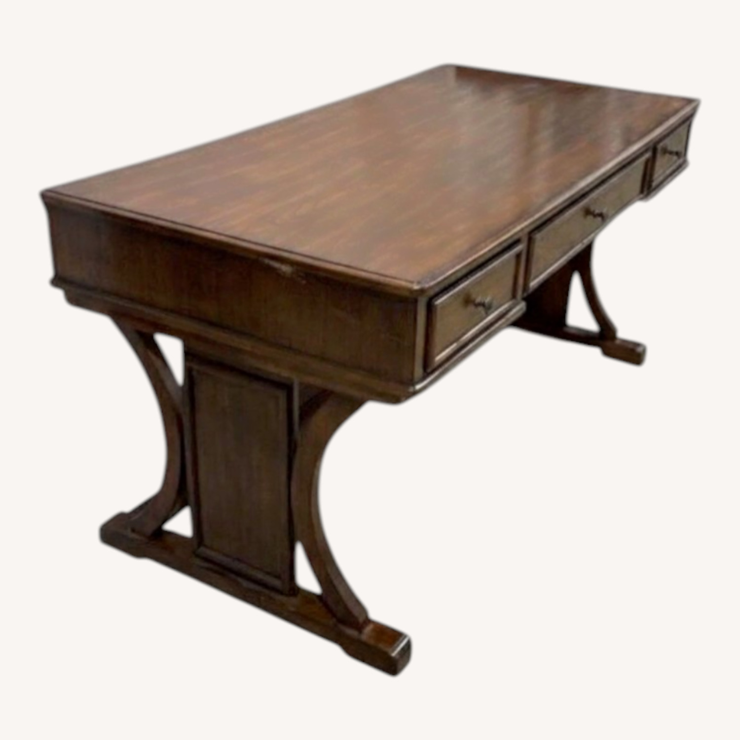 Traditional 2-Drawer Wood w Backside Desk - image-0