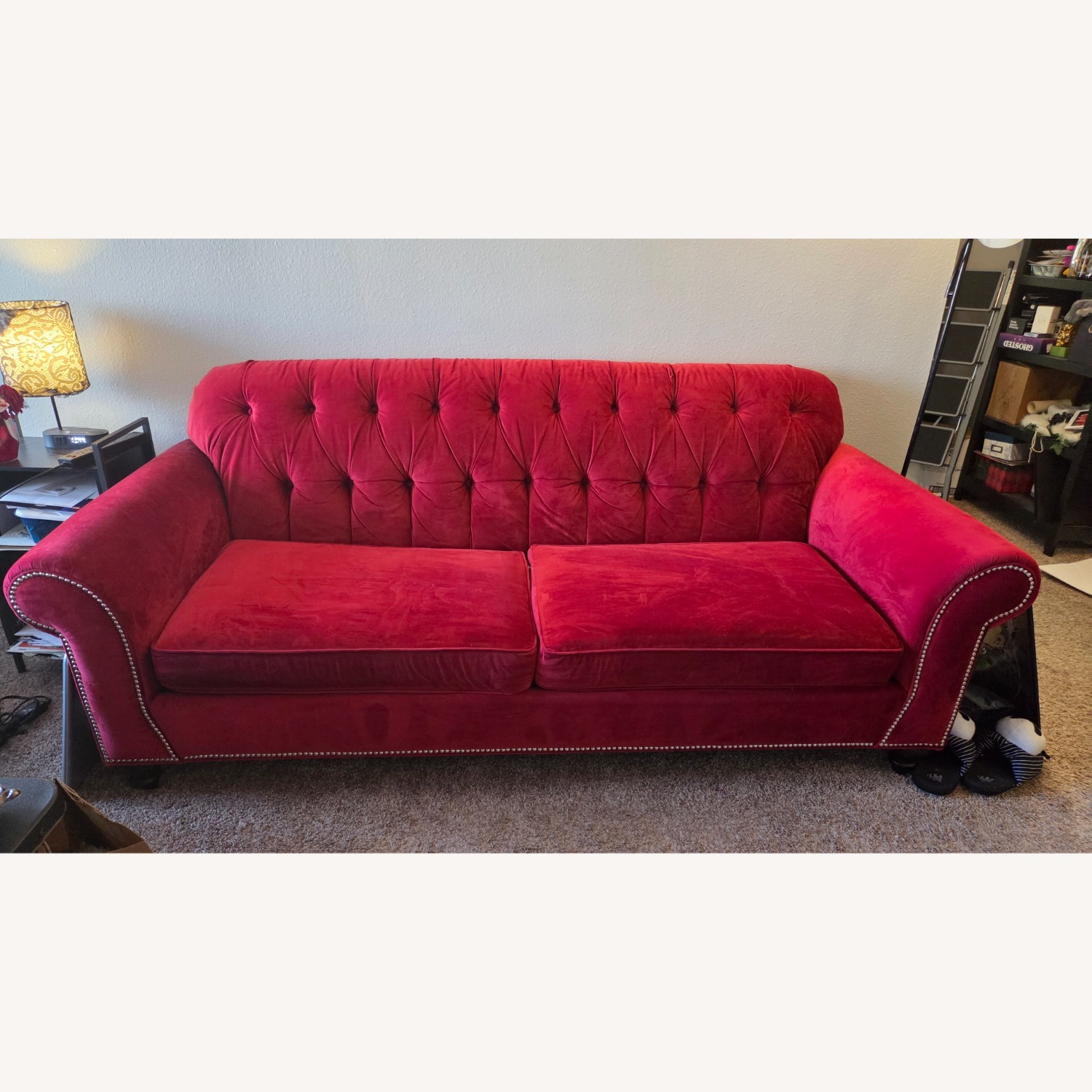 Red Velvet 3+ Seater Sofa9 - image-2