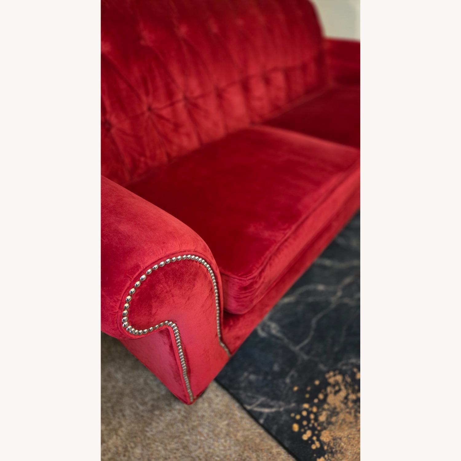 Red Velvet 3+ Seater Sofa9 - image-1