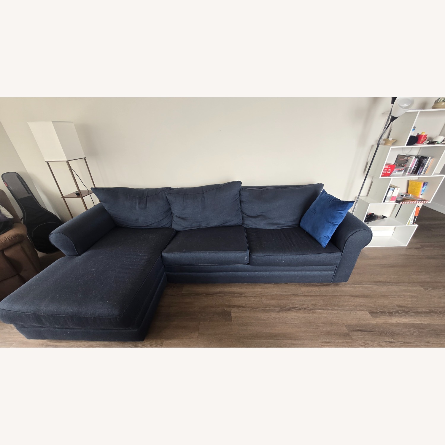 Bob's Discount Furniture Blue Sleeper Sofa - image-1