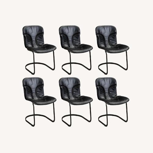 Used Vintage/Antique Black Leather Dining Chairs for sale on AptDeco