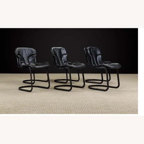 Used Vintage/Antique Black Leather Dining Chairs for sale on AptDeco