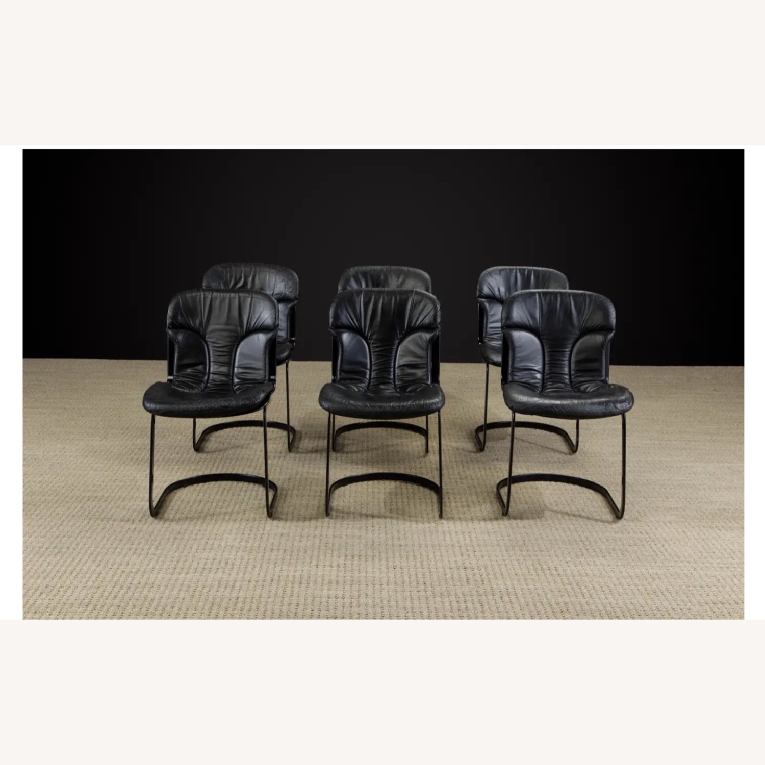 Vintage/Antique Black Leather Dining Chairs - image-3