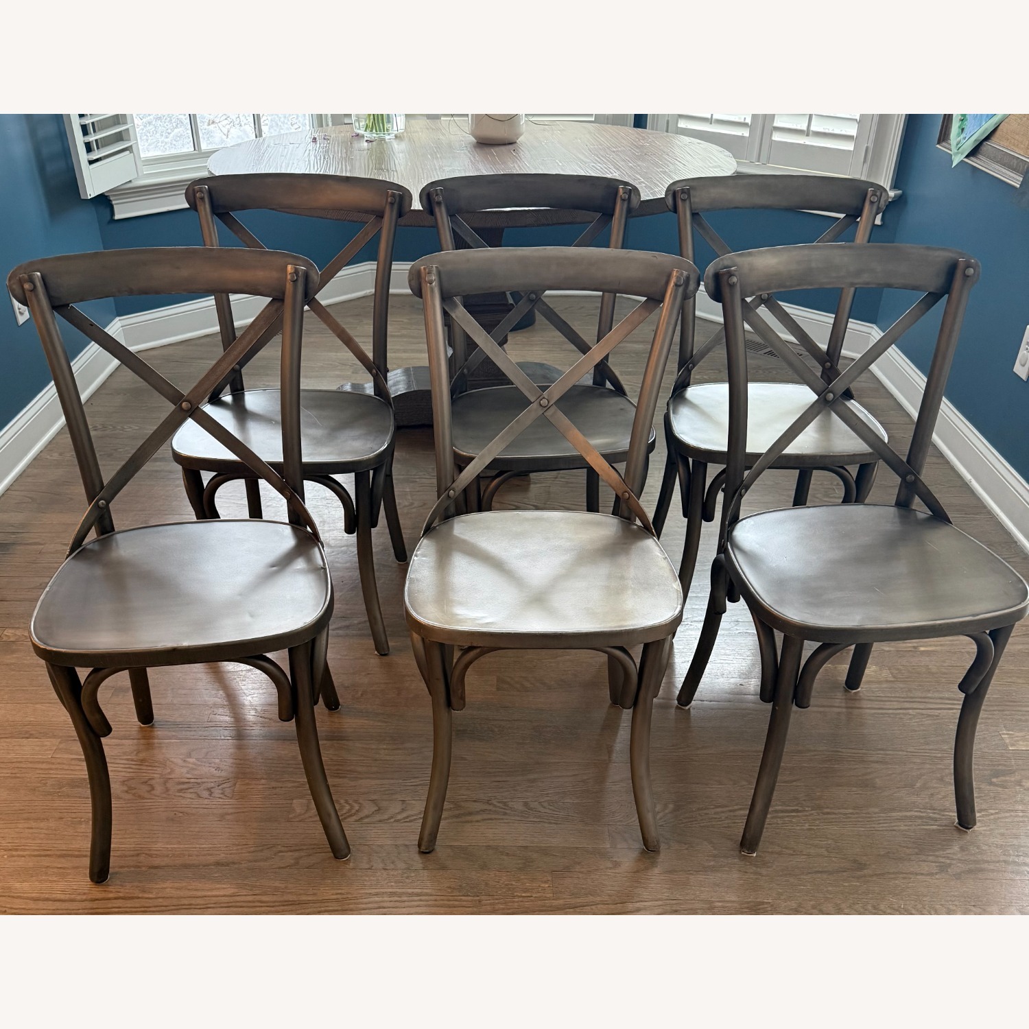 Set of 6 Metal French Back Chairs - image-2