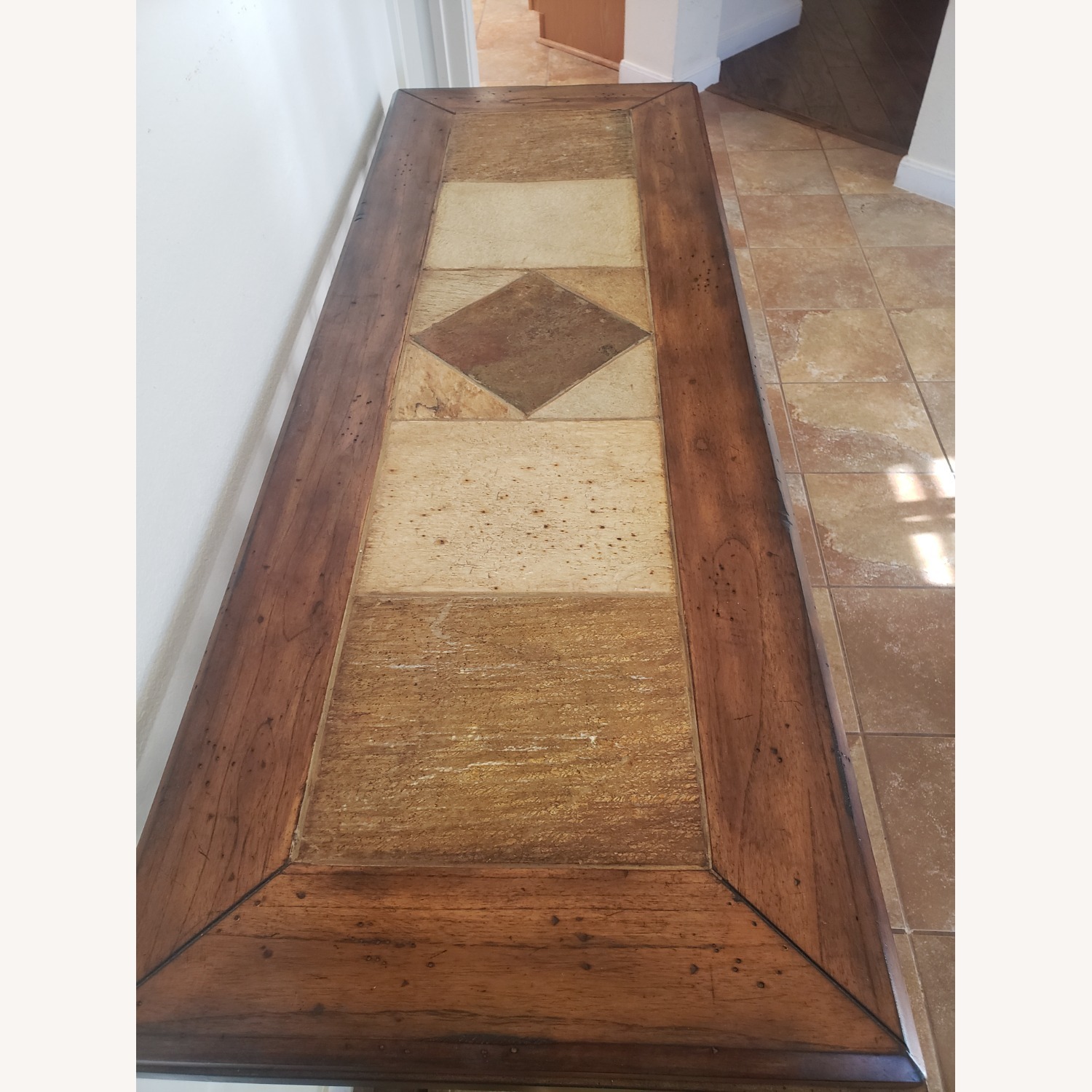 Dark Brown Wood Sofa Table - image-3