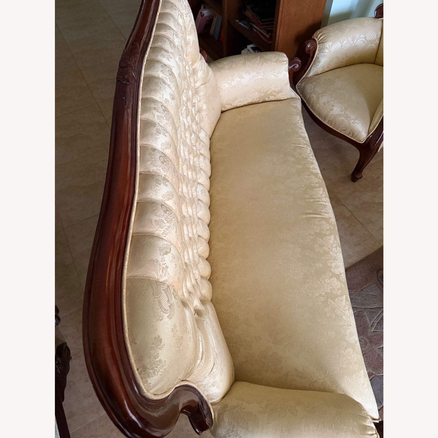 Gold Wood Chaise Lounge - image-6