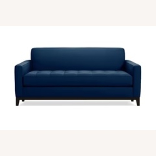 Used Apt2b Monroe Blue Velvet Sofa + Joybird Pillows for sale on AptDeco