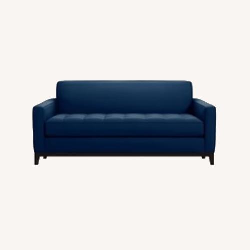 Used Apt2b Monroe Blue Velvet Sofa + Joybird Pillows for sale on AptDeco