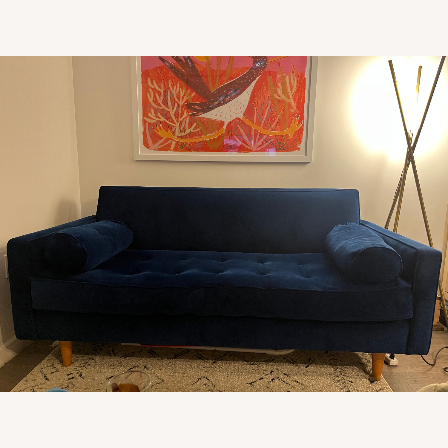 Apt2b Monroe Blue Velvet Sofa + Joybird Pillows - image-5