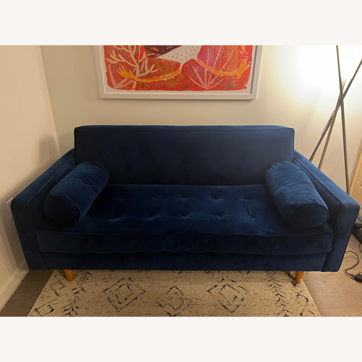 Apt2b Monroe Blue Velvet Sofa + Joybird Pillows - image-3