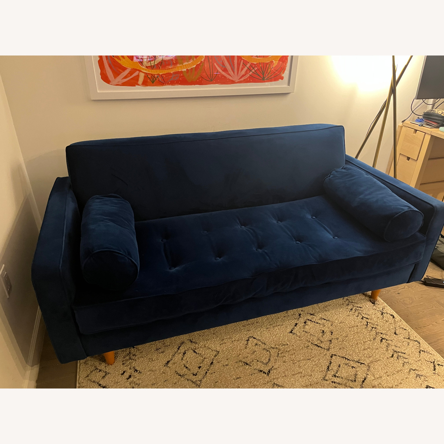 Apt2b Monroe Blue Velvet Sofa + Joybird Pillows - image-4