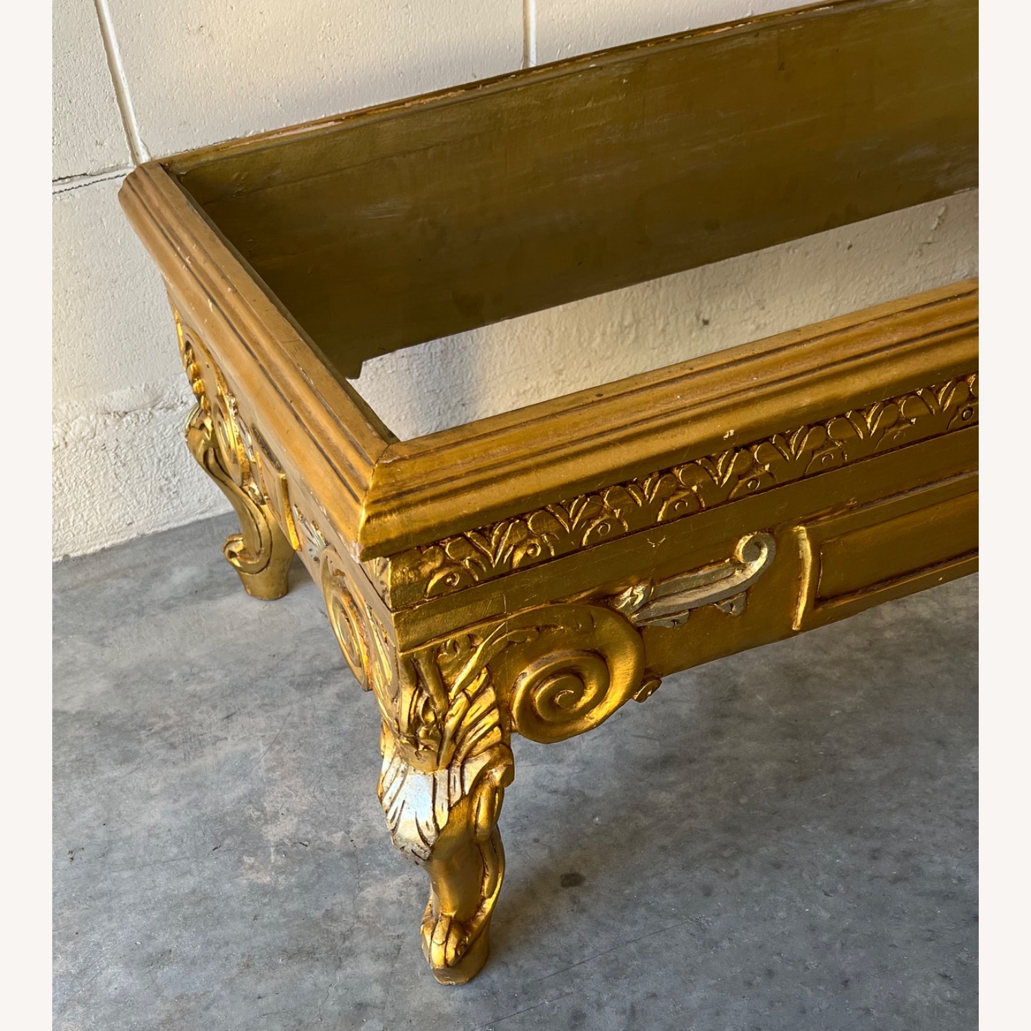 Gold Leaf Coffee Table with Tavertine Top - image-3