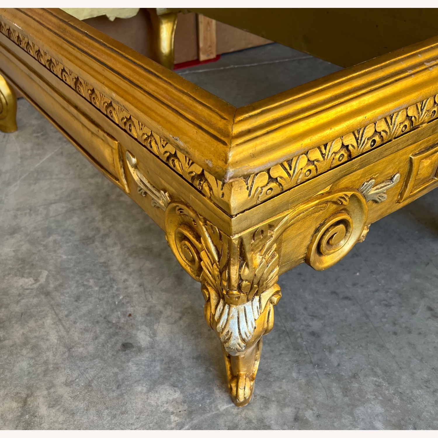 Gold Leaf Coffee Table with Tavertine Top - image-6