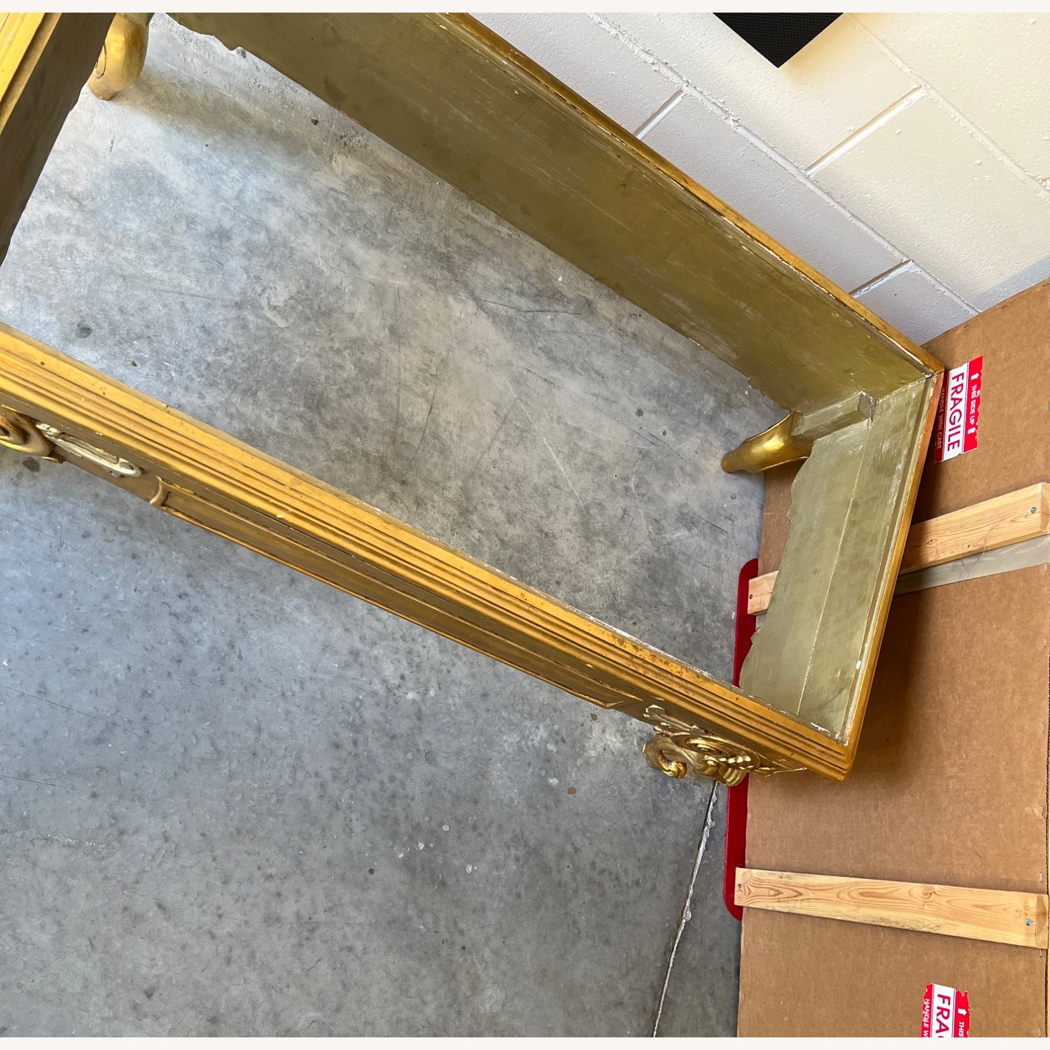 Gold Leaf Coffee Table with Tavertine Top - image-2