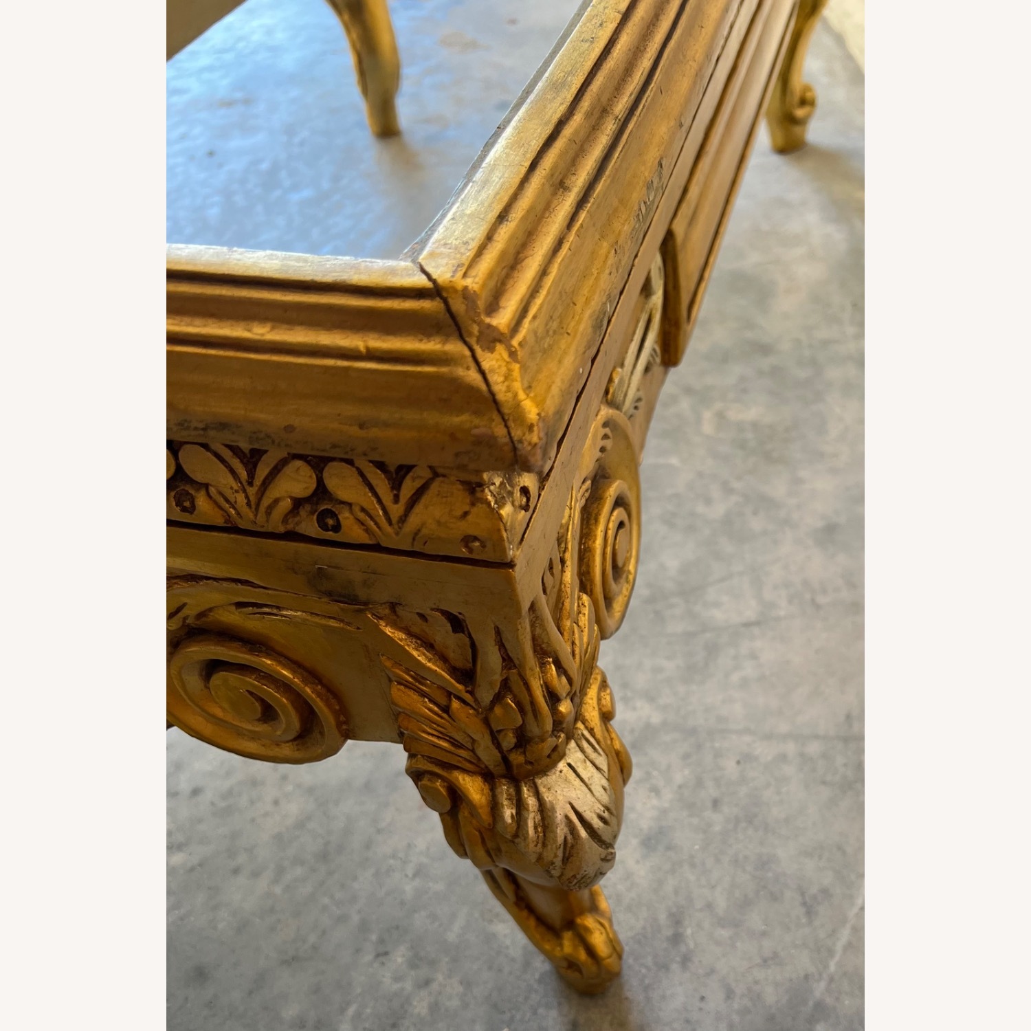 Gold Leaf Coffee Table with Tavertine Top - image-5