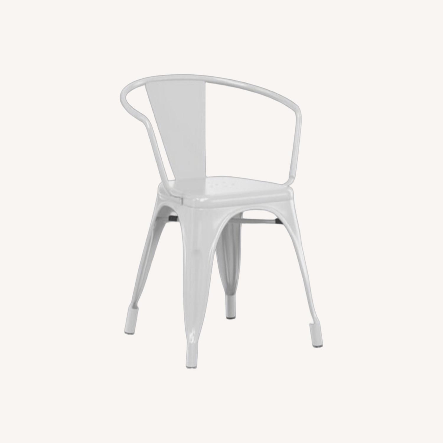 White Metal Modern Dining Arm Chair (Set of 4) - image-0