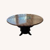 Custom Marble Top Table with 4 Solid Wood Chairs 