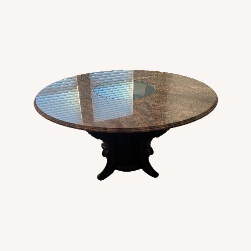 Used Custom Marble Top Table with 4 Solid Wood Chairs for sale on AptDeco