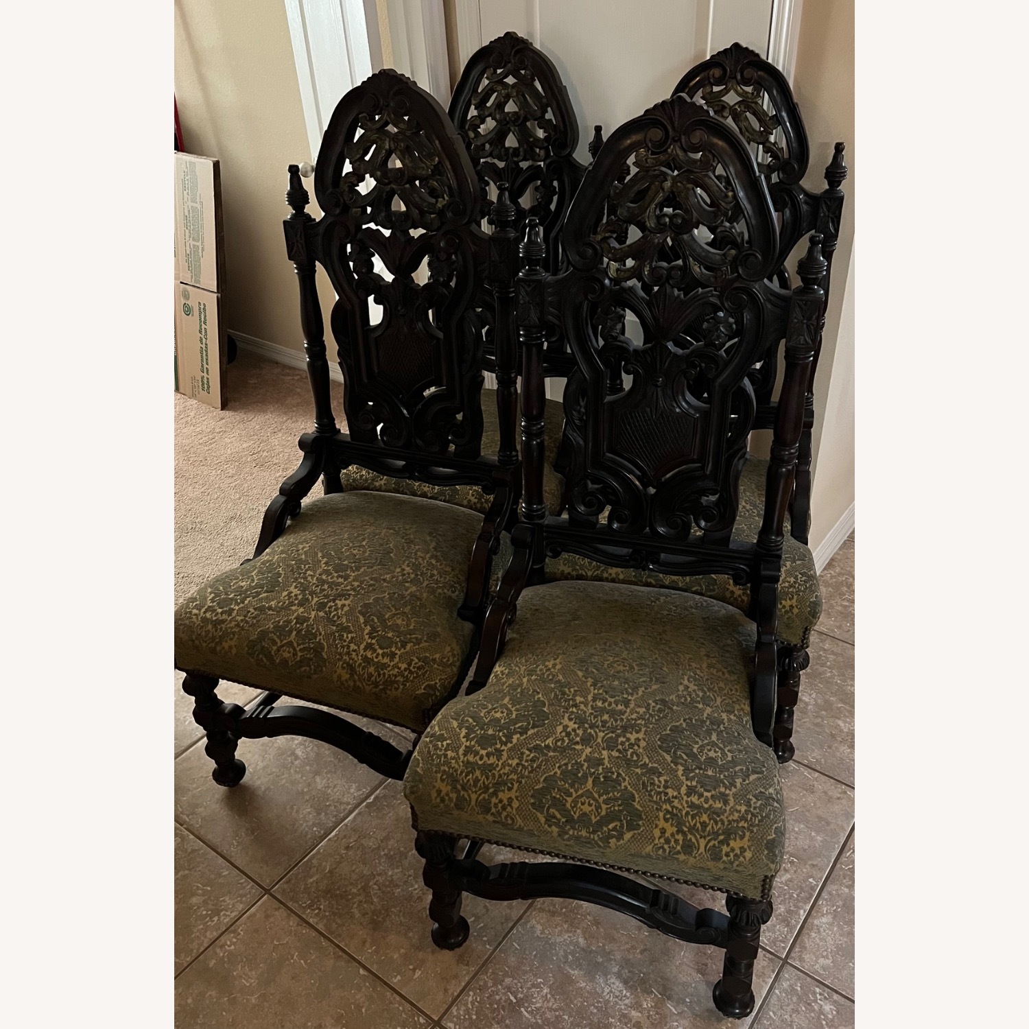 Custom Marble Top Table with 4 Solid Wood Chairs  - image-5
