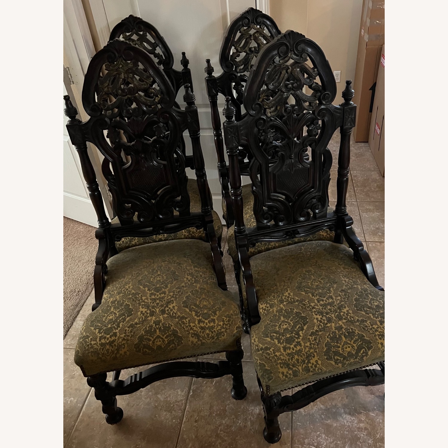 Custom Marble Top Table with 4 Solid Wood Chairs  - image-6
