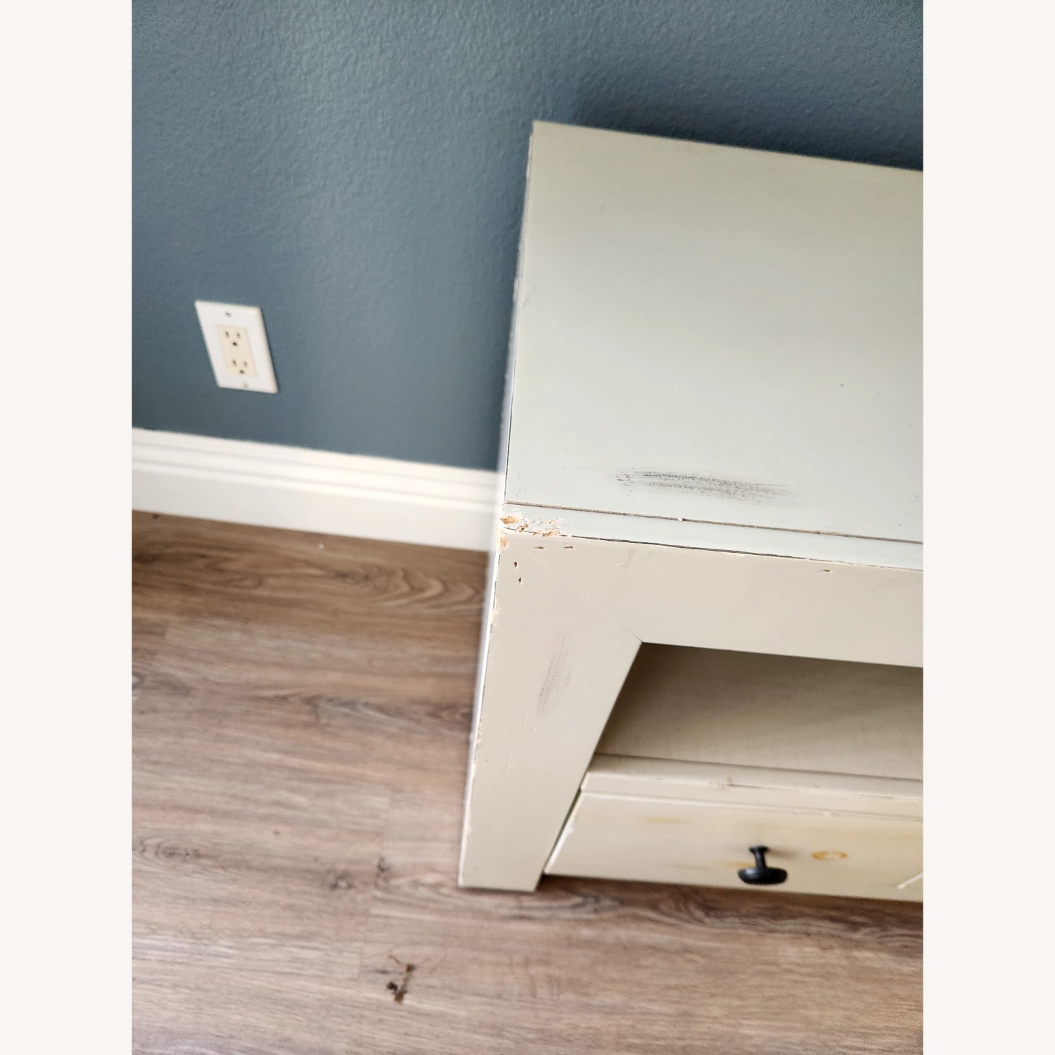 Living Spaces White Wood Media Storage - image-3