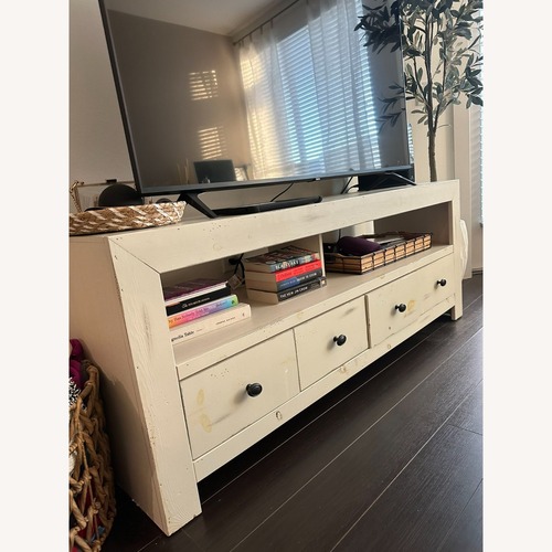 Used Living Spaces White Wood Media Storage for sale on AptDeco
